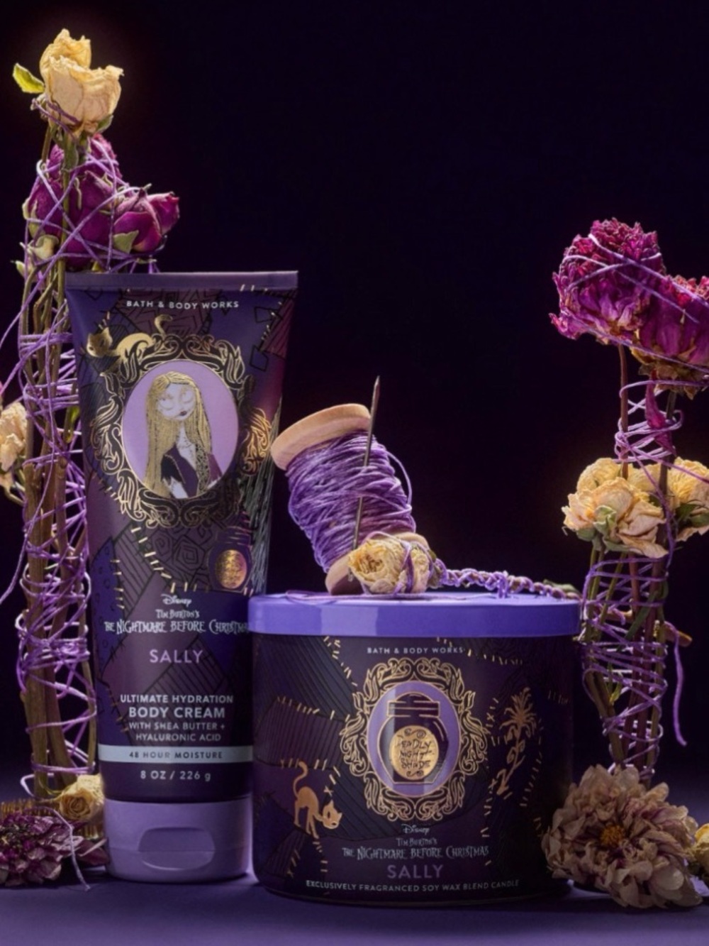 Bath & Body Works Nightmare Before Christmas Sally Body Cream & Candle Set
